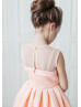 Peach Satin Tulle High Low Flower Girl Dress